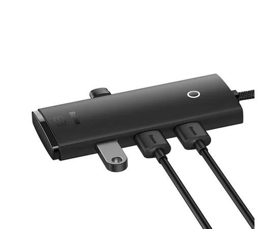 Переходник HUB Baseus Lite Series 4-Port USB-A HUB Adapter (USB-A to USB 3.0*4) 25cm (WKQX) Черный