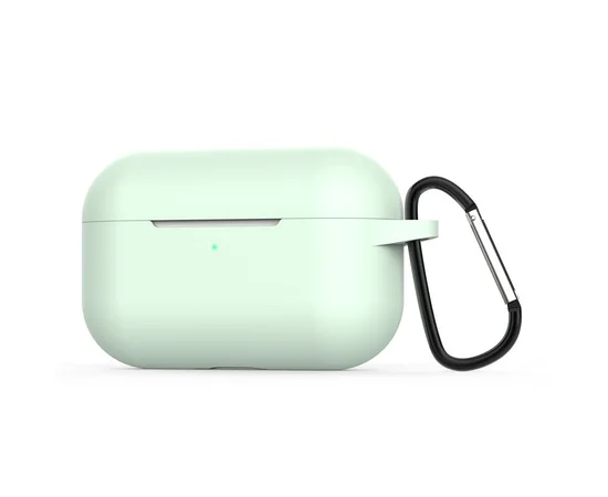 Силиконовый футляр с карабином для наушников AirPods Pro Зеленый / Mint