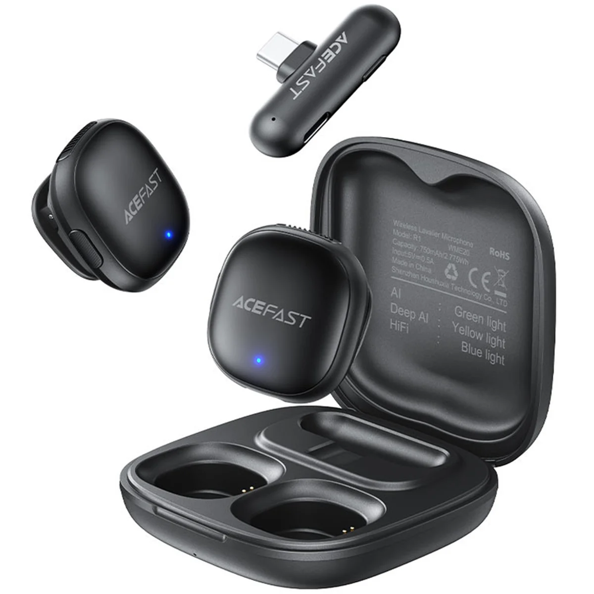 Петличный беспроводной микрофон Acefast R1 Type-C Black