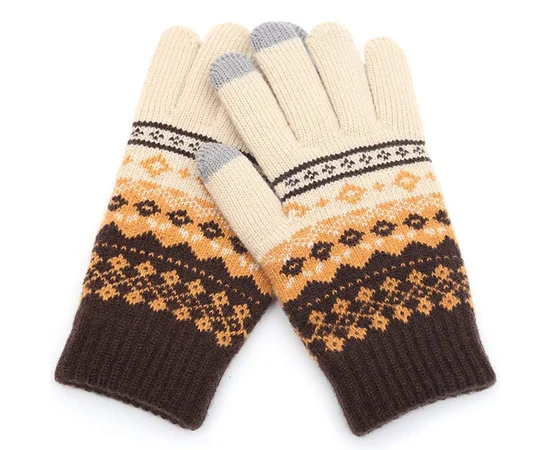 Перчатки сенсорные Color Series с узором Бежевый / Коричневый