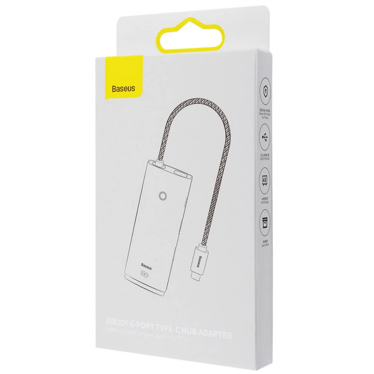 Переходник HUB Baseus Lite Series 6in1 (Type-C to HDMI + 2xUSB 3.0 + PD+SD/TF) (WKQX05) Black