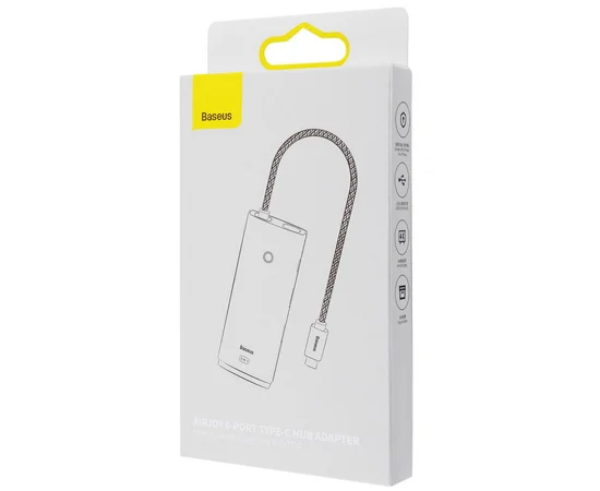 Перехідник HUB Baseus Lite Series 6in1 (Type-C to HDMI + 2xUSB 3.0 + PD+SD/TF) (WKQX05) Black