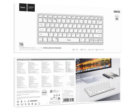 Беспроводная клавиатура Hoco GM32 Wisdom dual-mode (English version) Silver