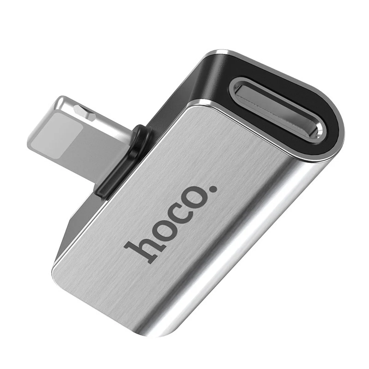 Перехідник Hoco LS24 Lightning to lightning audio / lightning Сталевий