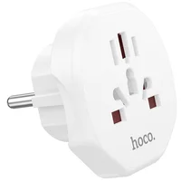 Сетевой универсальный переходник Hoco AC6 3in1 (EU) White