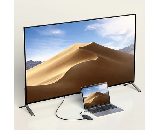 Переходник HUB Baseus OS Dual Fast Charging 6in1 (Type-C to HDMI4K@60Hz+2xUSB-A+3xUSB-C) (B0007090) Cosmic Black