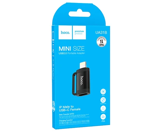 Переходник Hoco UA31B OTG Lightning male to Type-C female Black