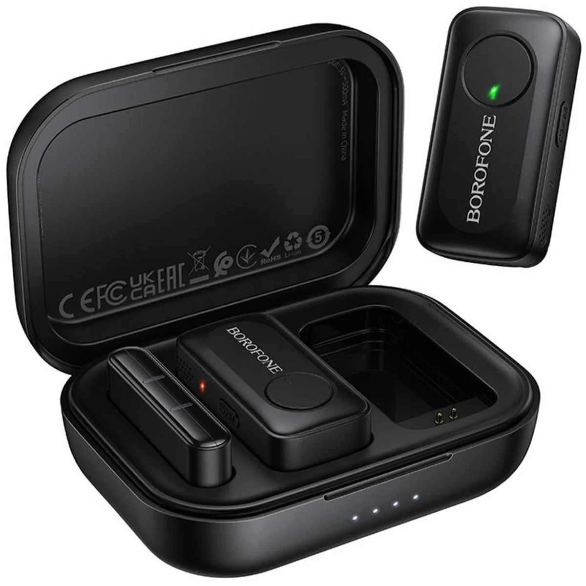 Петличный беспроводной микрофон Borofone BFK17 Lemai dual-mic Type-C Black