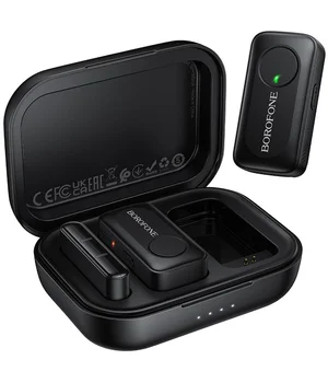 Петличный беспроводной микрофон Borofone BFK17 Lemai dual-mic Type-C Black