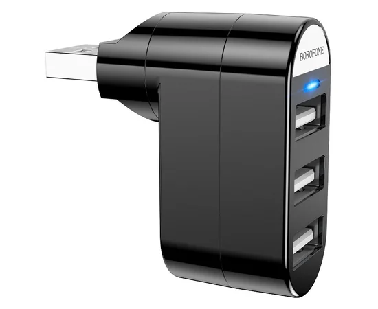 Переходник HUB Borofone DH3 three-port USB splitter Черный