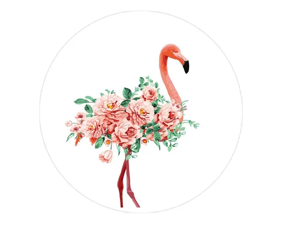 Держатель для телефона круглый (Glass) Фламинго / Белый