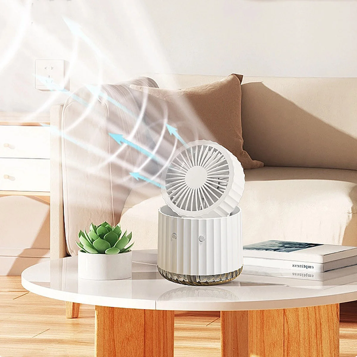 Настольный вентилятор Rapid Cooling 3in1 с водяным охлаждением и подсветкой 1200 mAh White