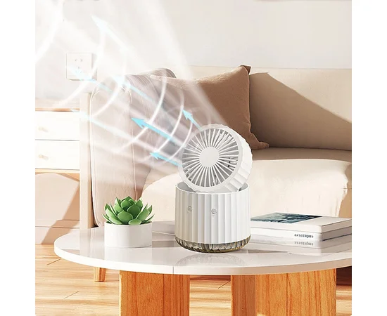 Настольный вентилятор Rapid Cooling 3in1 с водяным охлаждением и подсветкой 1200 mAh White