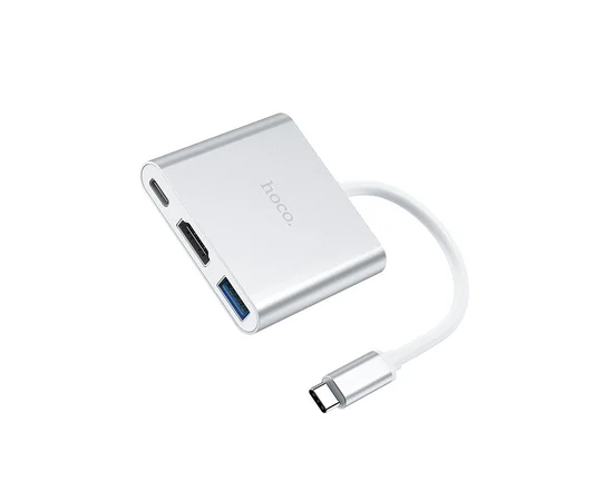 Переходник HUB Hoco HB14 Type-C to USB3.0+HDMI+PD Стальной