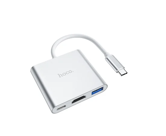 Переходник HUB Hoco HB14 Type-C to USB3.0+HDMI+PD Стальной