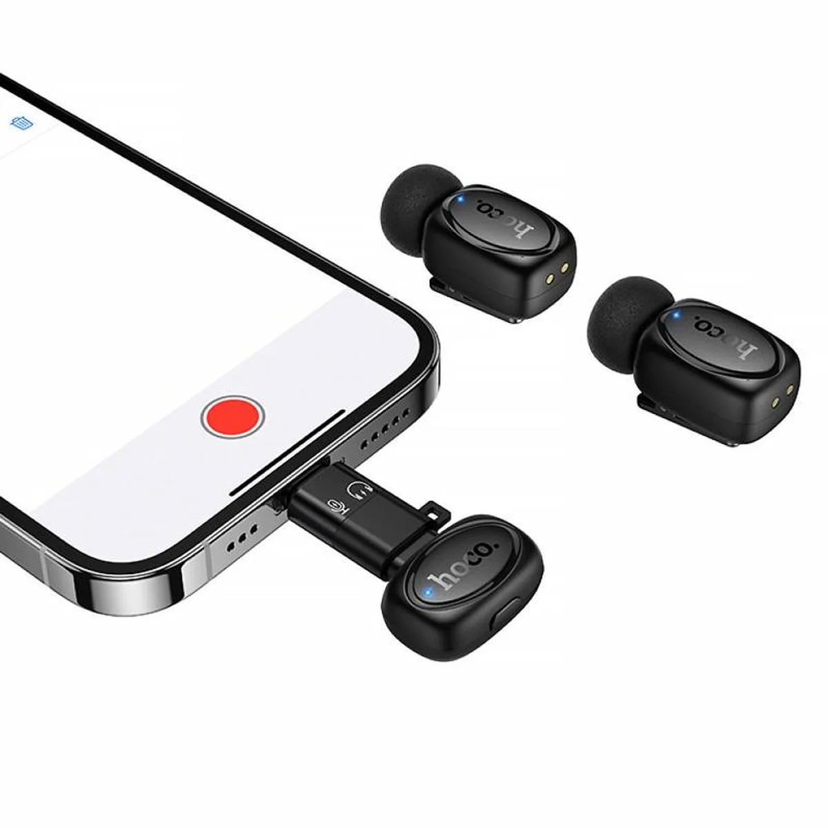 Петличний бездротовий мікрофон Hoco L19 Graceful dual-mic 2in1 (Lightning/Type-C) Black