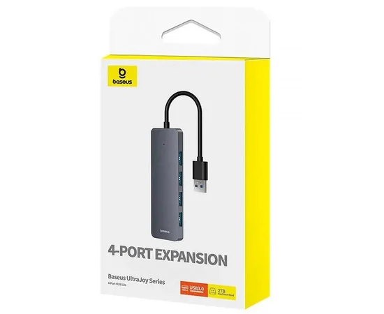 Перехідник HUB Baseus UltraJoy Series Lite 4-Port (USB-A to 4xUSB3.0+Type-C) (1m) (B0005280B811-02) Space Grey