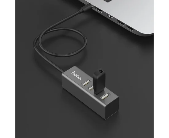 Переходник HUB Hoco HB1 USB 4 port (1m) Стальной