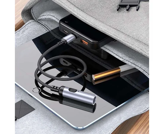 Портативный прикуриватель зажигалка Hoco UA30 Type-C Black