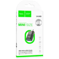 Перехідник Hoco UA36B OTG Type-C male to USB female transparent Black