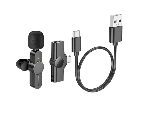 Микрофон Borofone BFK12 Trophy lavalier Lightning Black