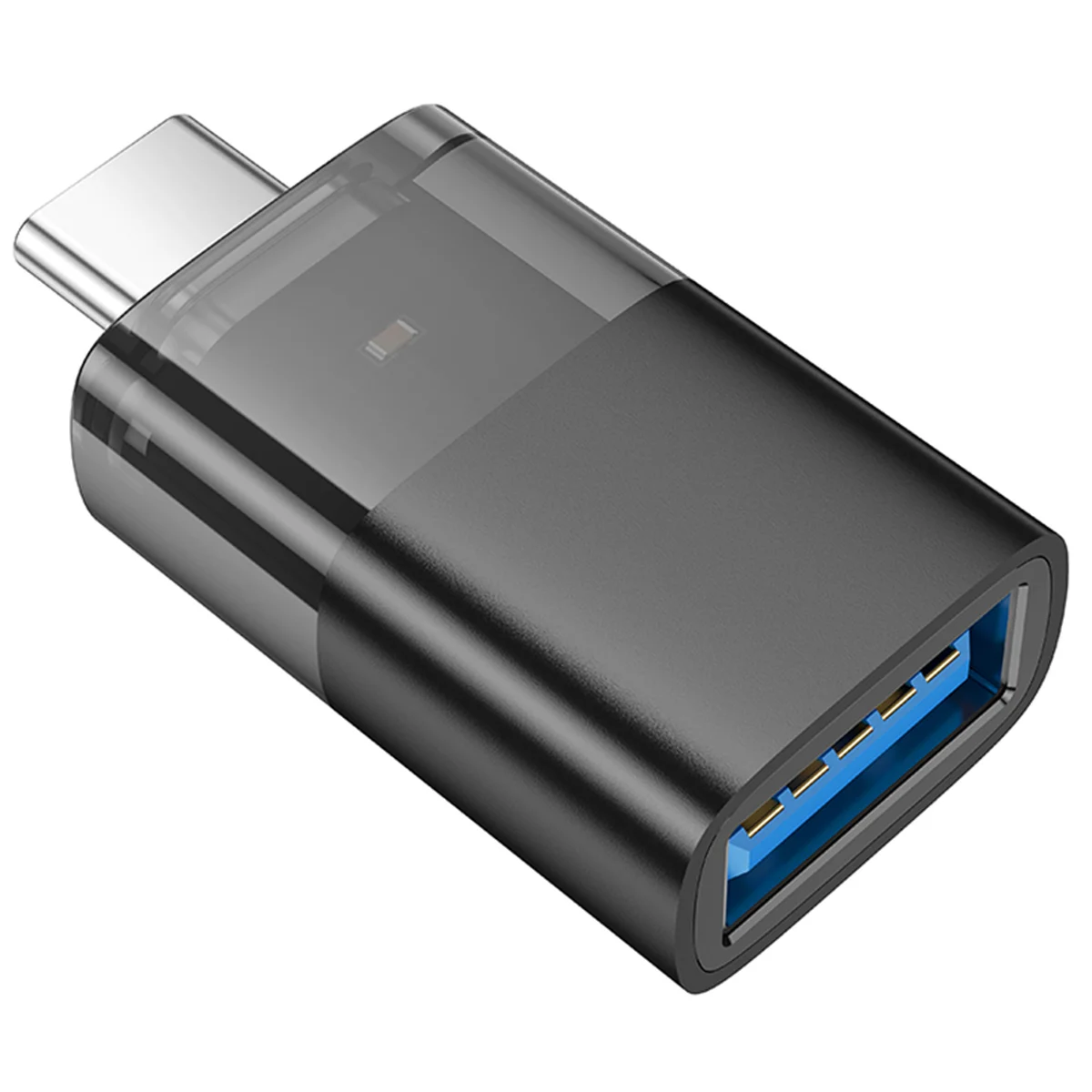 Перехідник Hoco UA36B OTG Type-C male to USB female transparent Black