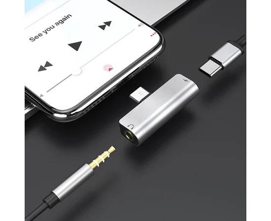 Переходник Hoco LS26 Type-C to 3,5 AUX Стальной