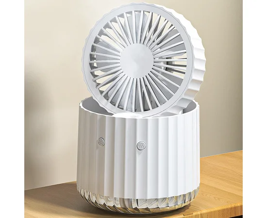 Настольный вентилятор Rapid Cooling 3in1 с водяным охлаждением и подсветкой 1200 mAh White