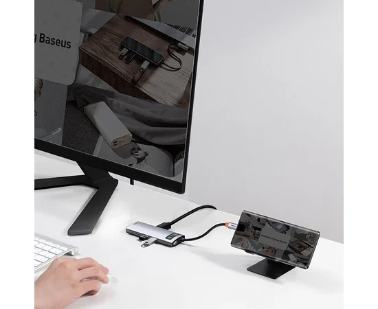 Перехідник HUB Baseus Metal Gleam Series 7-in-1 Multifunctional (WKWG020113) Сірий