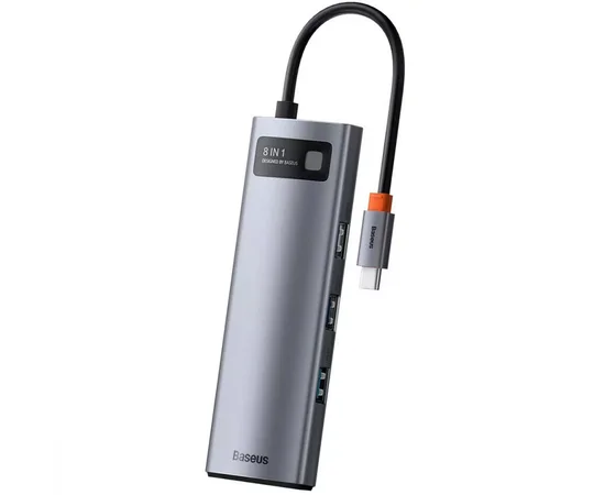 Переходник HUB Baseus Metal Gleam Series 8-in-1 Multifunctional Type-C (CAHUB-CV0G) Gray