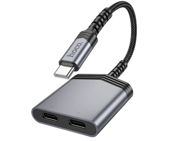 Переходник Hoco LS40 Type-C to dual Type-C Metal gray