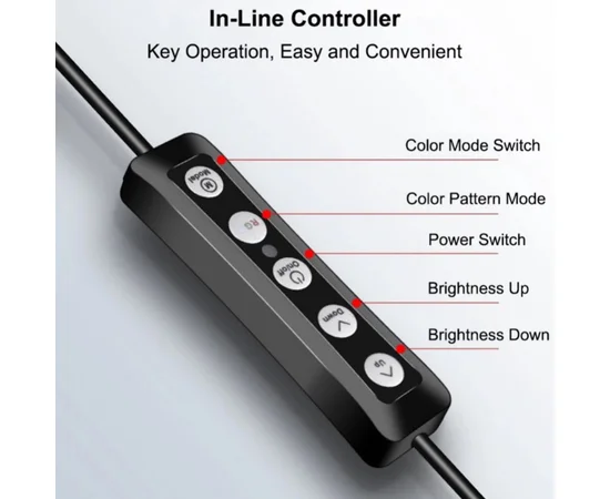 Кольцевая LED лампа RGB 33 см (6 цветов) с зажимом для тел.+пульт Черный