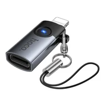 Переходник Hoco UA46A Lightning Male to Type-C Female Metal gray