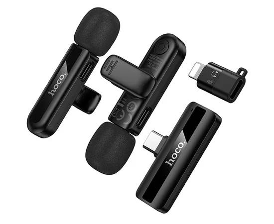 Петличный беспроводной микрофон Hoco L20A Mini Voice (Lightning/Type-C) 60 mAh Black