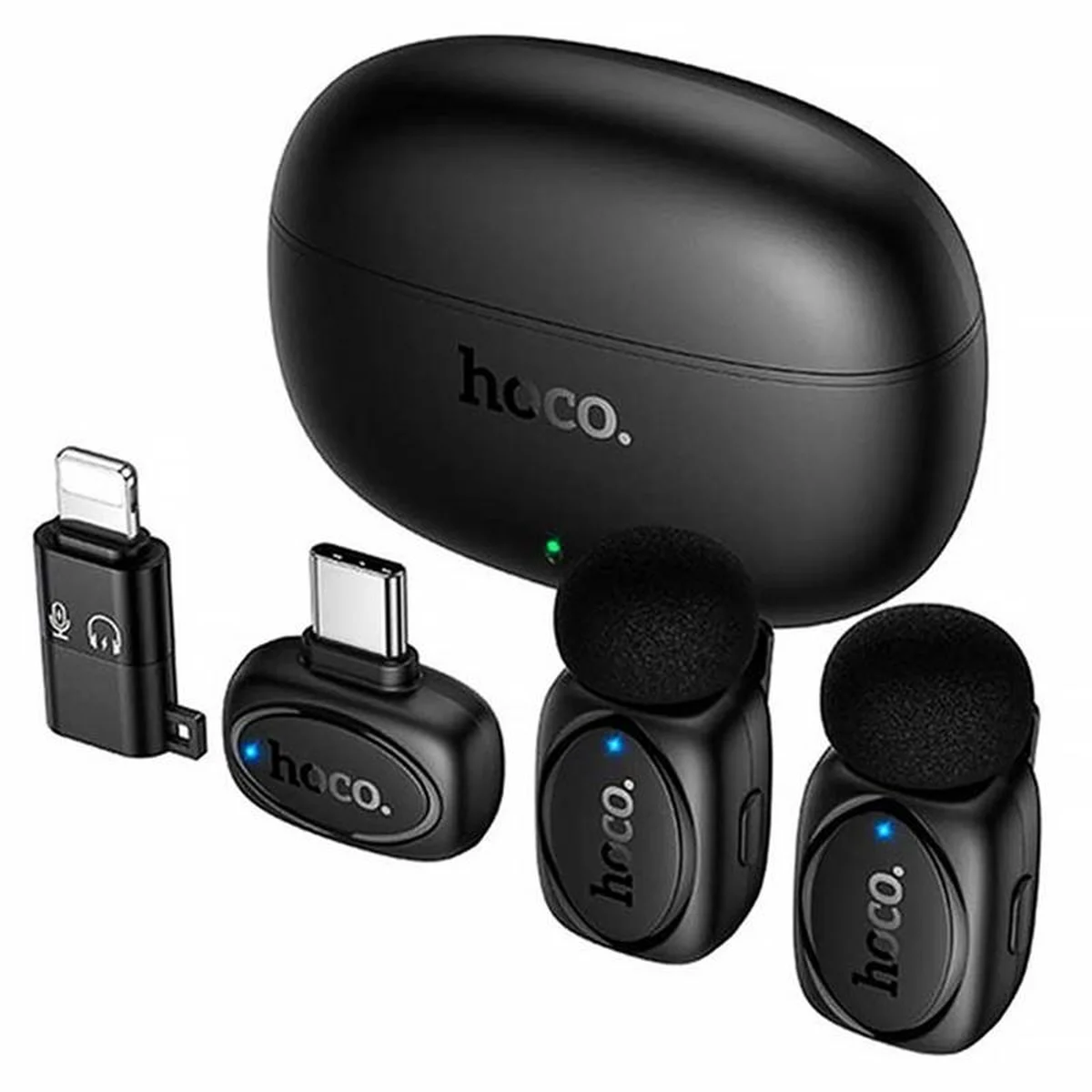 Петличний бездротовий мікрофон Hoco L19 Graceful dual-mic 2in1 (Lightning/Type-C) Black