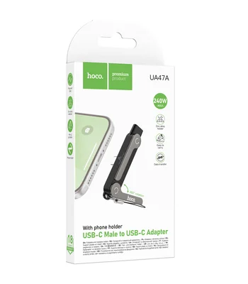 Переходник Hoco UA47A Type-C male to Type-C female adapter Black