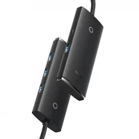 Переходник HUB Baseus Lite Series 4in1 (Type-C to 4xUSB 3.0) 25cm (WKQX03) Black