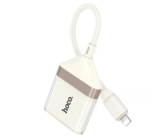 Перехідник Hoco UA40 Crystal 2in1 Lightning to SD/TF (0.15m) Apricot