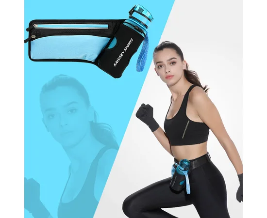 Спортивная сумка на пояс Haissky с карманом для бутылки Синий