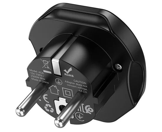 Сетевой универсальный переходник Hoco AC6 3in1 (EU) Black