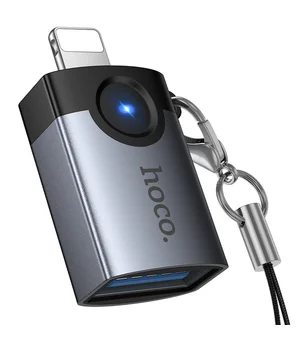 Переходник Hoco UA46 Lightning Male to USB Female USB2.0 Metal gray