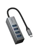 Переходник HUB Hoco HB1C 4in1 (Type-C to 4xUSB 3.0) (1m) Metal gray