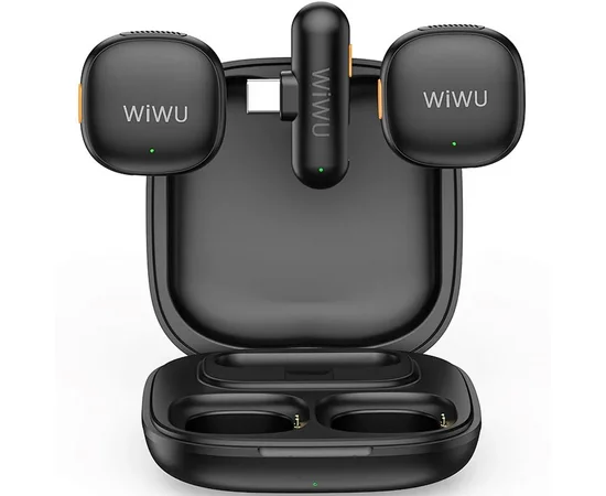 Петличный беспроводной микрофон WiWU Wi-WM006 AI Adaptive Noise Reduction Type-C Black