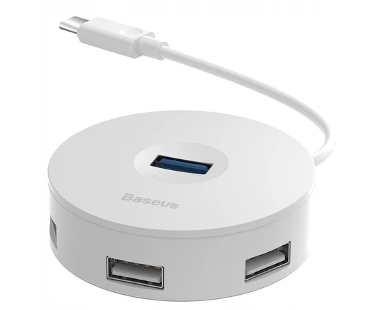 Перехідник HUB Baseus Round Box Type-C to USB 3.0 + 3USB 2.0 (CAHUB-G) Білий
