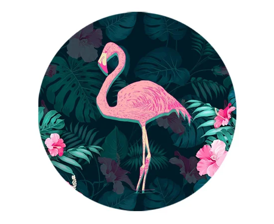 Держатель для телефона круглый (Glass) Фламинго / Черный