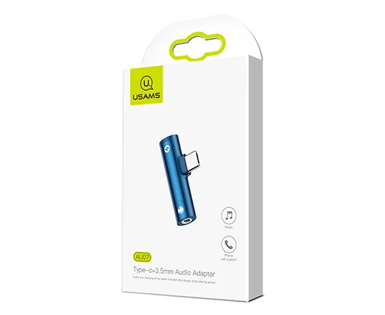 Переходник Usams US-SJ277 AU07 Type-C to Aux 3.5mm Синий
