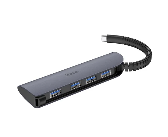 Переходник HUB Hoco HB12 Type-C Серый