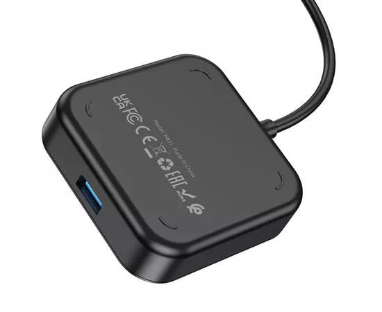 Переходник HUB Hoco HB31 Easy 4-in-1 (USB to USB3.0*4) (L=0.2m) Black