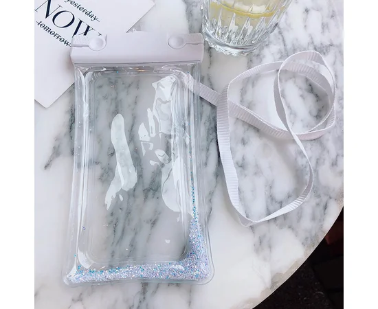 Водонепроницаемый универсальный чехол 6,5 (Liquid Glitter) Белый