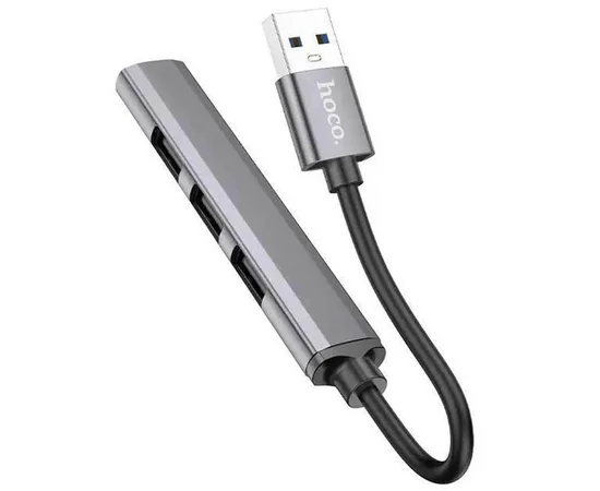 Переходник Hoco HB26 4in1 (USB to USB3.0+USB2.0*3) Metal gray